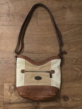 Two-Tone Crossbody Bag - Cream & Brown